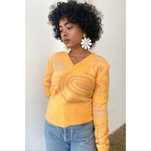 HOUSE OF SUNNY Hockney Knit Detachable Sleeve V Neck Sweater